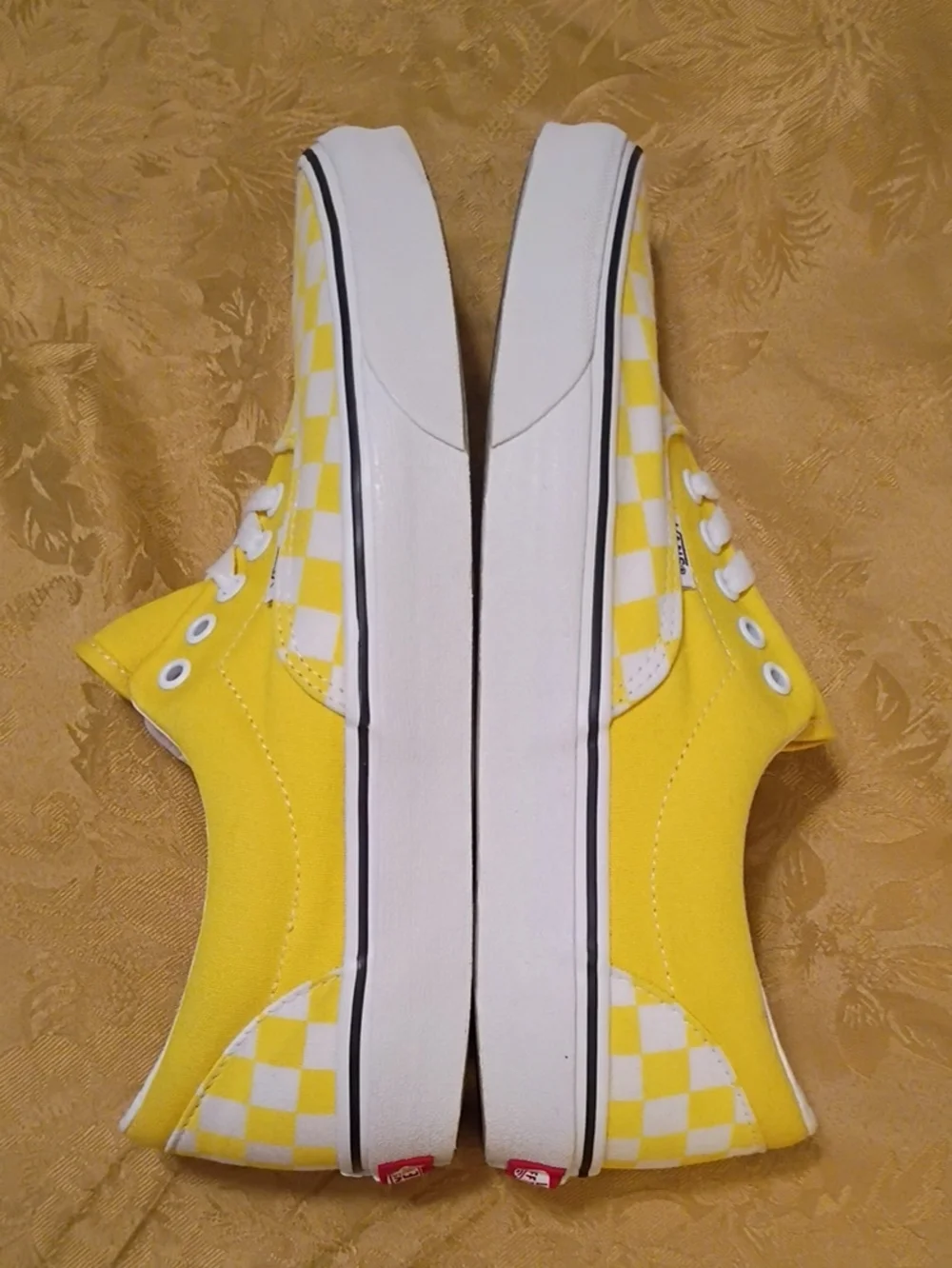 VANS  Yellow and White Checkerboard Low Top Sneakers Men's 9.5 Women's 11.0
